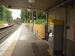 Looking towards Bury along the platform for trams to Manchester