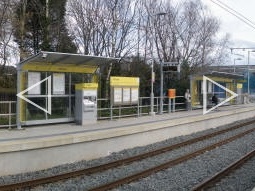 Panorama of the platform for trams to Manchester