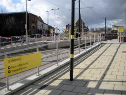 Looking towards the station on the trams to Rochdale side