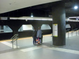 The recently opened high level platforms, eastbound this side