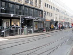 The southbound platform for trams from the north