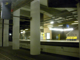 The eastbound platform from the westbound. The eastbound platform is at a slightly higher level