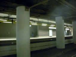 The eastbound platform from the westbound. The eastbound platform is at a slightly higher level