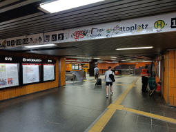Entering the station-proper from the railway station's connected subway