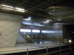 The escalators and stairs from the southbound platform seen from the northbound