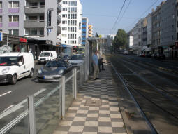 The southbound platform for trams coming from the north