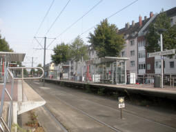 The platforms for trams to and from the north from by the platform for trams from the north