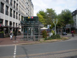 Lift and stair entrances to the underground station for north- and southbound