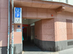 Lift entrance, with the lift also giving access to an underground car park