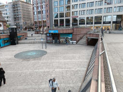 A lower area of Hauptwache itself with entrances both in the top-right and behind-left