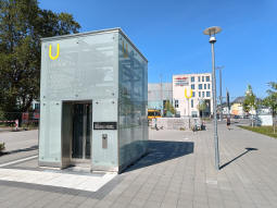 A lift entrance to the underground station for north- and southbound