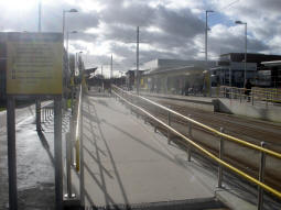 The platforms from the trams to Manchester Airport side