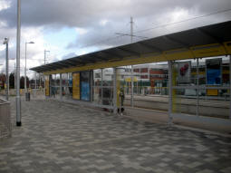 Looking towards the platform for trams to Manchester from by the bus station
