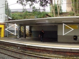 Stitched panorama of the platform for trams to Bury