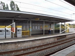 Panorama of the platform for trams to Manchester
