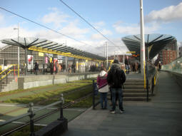 The platforms from by the platform only for trams via Cornbrook
