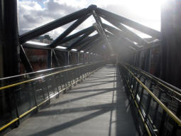 Looking across the bridge to Deansgate railway station from near the Metrolink platforms