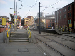The platforms from by the platform for trams via Market Street at the Dantzic Street end