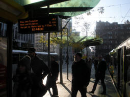 The platform for trams via Exchange Square