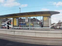 Auto-stitched panorama of the platform for trams to Manchester