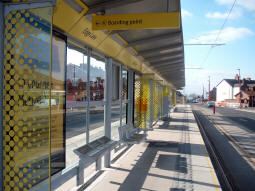 Looking along the platform for trams to Droylsden from the Droylsden end