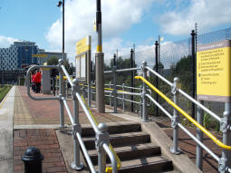 The entrance to the platform for trams to Manchester