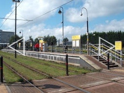 The platform for trams to Manchester