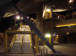 The stairs and lift up to the platform for trams to Oldham Mumps