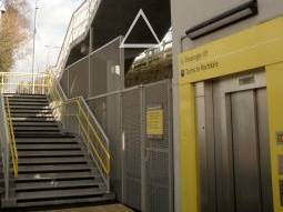 The lift and stairs to the platform for trams to Rochdale