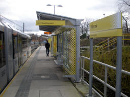 Looking along the platform for trams to Rochdale