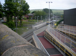 Looking down to the platforms from near the entrance for trams to Rochdale