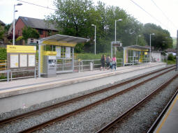 The platform for trams to Manchester from the other platform