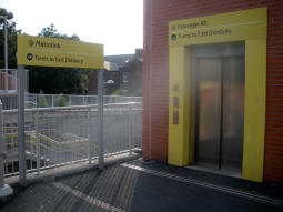 The lift down to the platform for trams to East Didsbury from the street