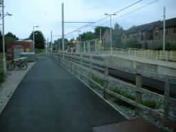 The platforms with the platform for trams to East Didsbury and Manchester Airport nearest