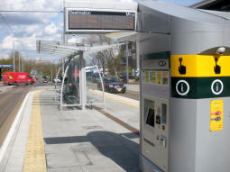 Looking along the side of the island platform for trams to the city centre