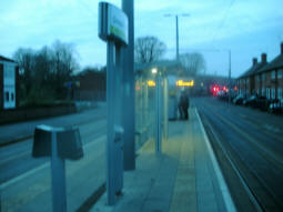 Looking along the platform for trams to the city centre