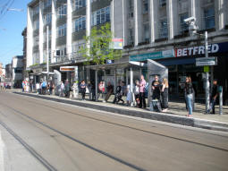 The platform for trams to Hucknall and Phoenix Park
