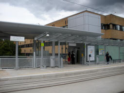 The lift and stairs down, taken from by the platform for trams to Toton Lane