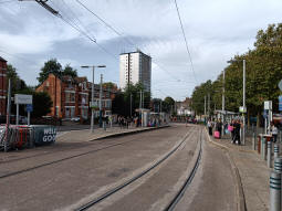 The platforms from the side for trams to the city centre
