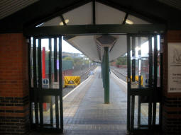 The island platform from the waiting room
