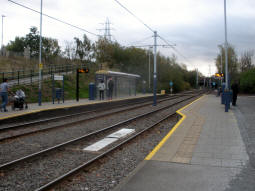 The platforms from by the one for trams to Meadowhall Interchange and Parkgate