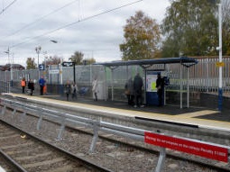 The platform for trams to Cathedral from the other Tram-Train platform