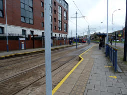 The platforms from by the one for trams to Meadowhall Interchange or Halfway