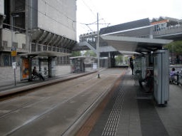 The platforms from the one for trams to Keizerswaard. The metro station is in the background