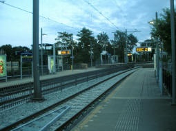 The platforms from the south-eastbound tram platform